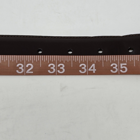 COACH CHOCOLATE BROWN LEATHER BELT GOLD BUCKLE MEN SIZE 34 MENSWEAR CLASSIC - Picture 10 of 13